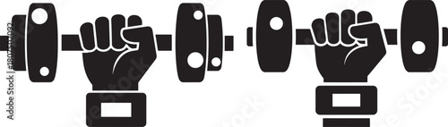 Two hands holding dumbbells silhouette