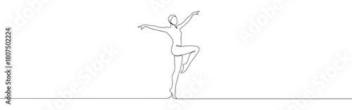 A continuous one-line drawing of dancer in an elegant pose, capturing grace and movement against a white background