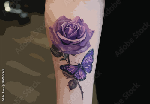 rose tattoo vector art