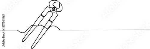 Continuous one line drawing of repair wrench tool. Mechanical tool icon. 