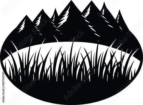 clean cut landscape grass silhouette.eps