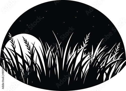 grass spreading across horizon silhouette.eps