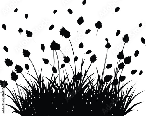 grass tufts scattered randomly silhouette.eps