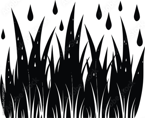 rain soaked drooping grass silhouette.eps