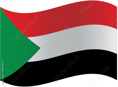 Waving flag of Sudan a vector illustration of the national symbol isolated on white background