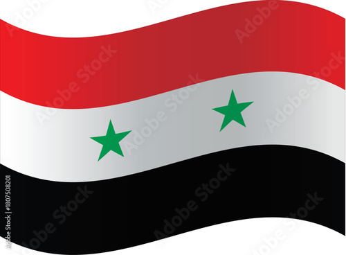 Waving Syria flag illustration national symbol of Syrian Arab Republic vector design element isolated on white background