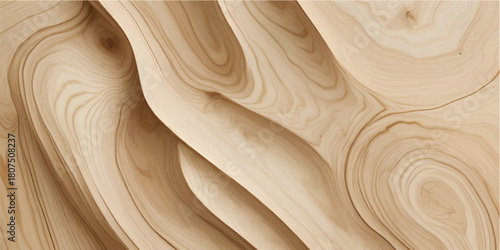 High-Resolution Light Brown Wooden Waves with Deep Organic Curves for Premium Interior and Branding Backgrounds
