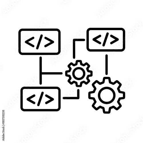 Development and Programming Icons with frameworks icon and gears  
