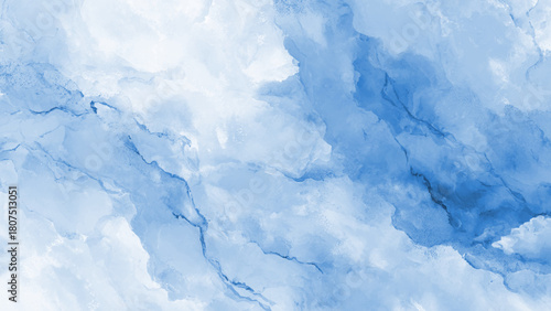 Elegant blue watercolor background with abstract cloudscape for creative designs