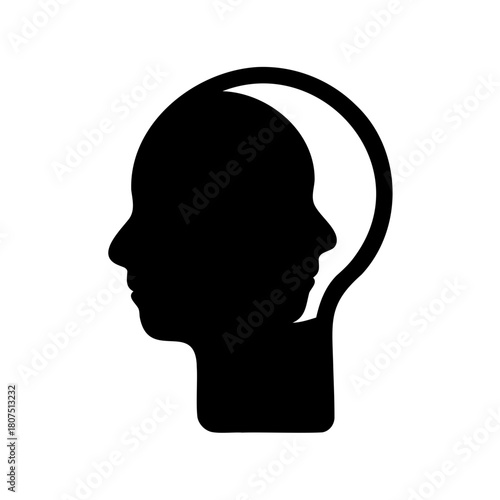 Abstract depiction of a human mind with inner self reflection Vector, illustration