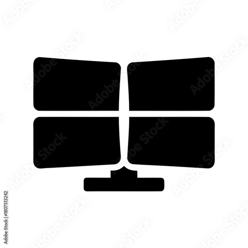 Multi-monitor display setup icon for computing and finance Vector, illustration