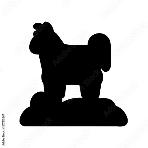 Stylized sheep silhouette on ground, simple vector icon Vector, illustration