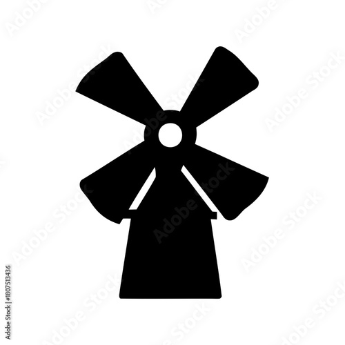 Windmill icon silhouette, traditional energy symbol design Vector, illustration