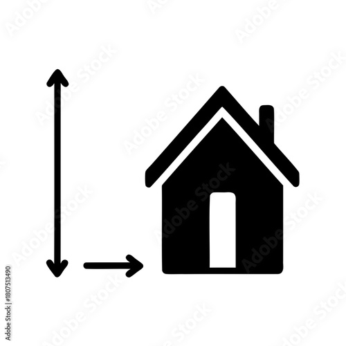 House measurement icon showing height and width scale Vector, illustration