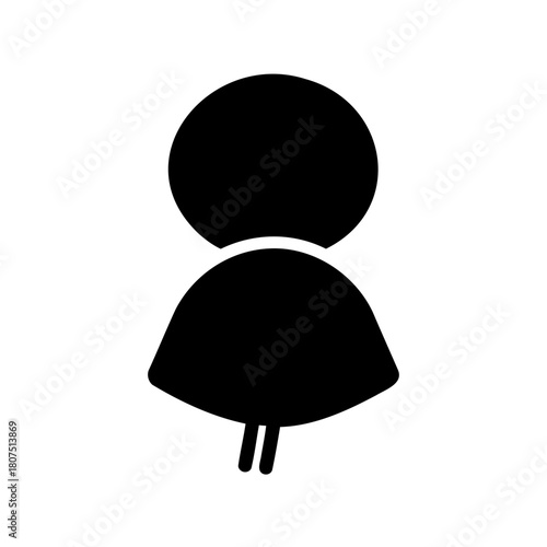 Simple person silhouette icon for user profile or avatar. Vector, illustration