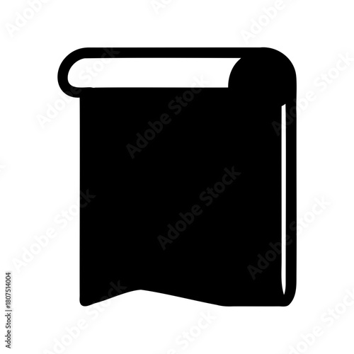 Black simple rolled paper document scroll icon silhouette Vector, illustration