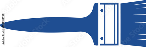 Professional blue handle paint brush for home improvement and creative painting projects isolated on isolated on white background