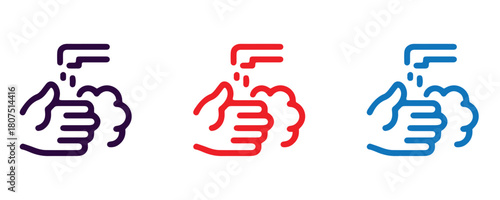 Abstract hands and water icon set. Stylized linear illustrations of hand gestures with water elements, suitable for themes of health, care, prayer, or giving.