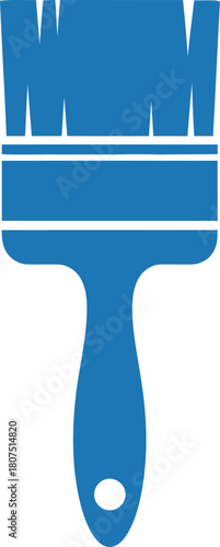 Blue paintbrush icon symbol for painting home improvement tools and renovation projects creative design element isolated on white background