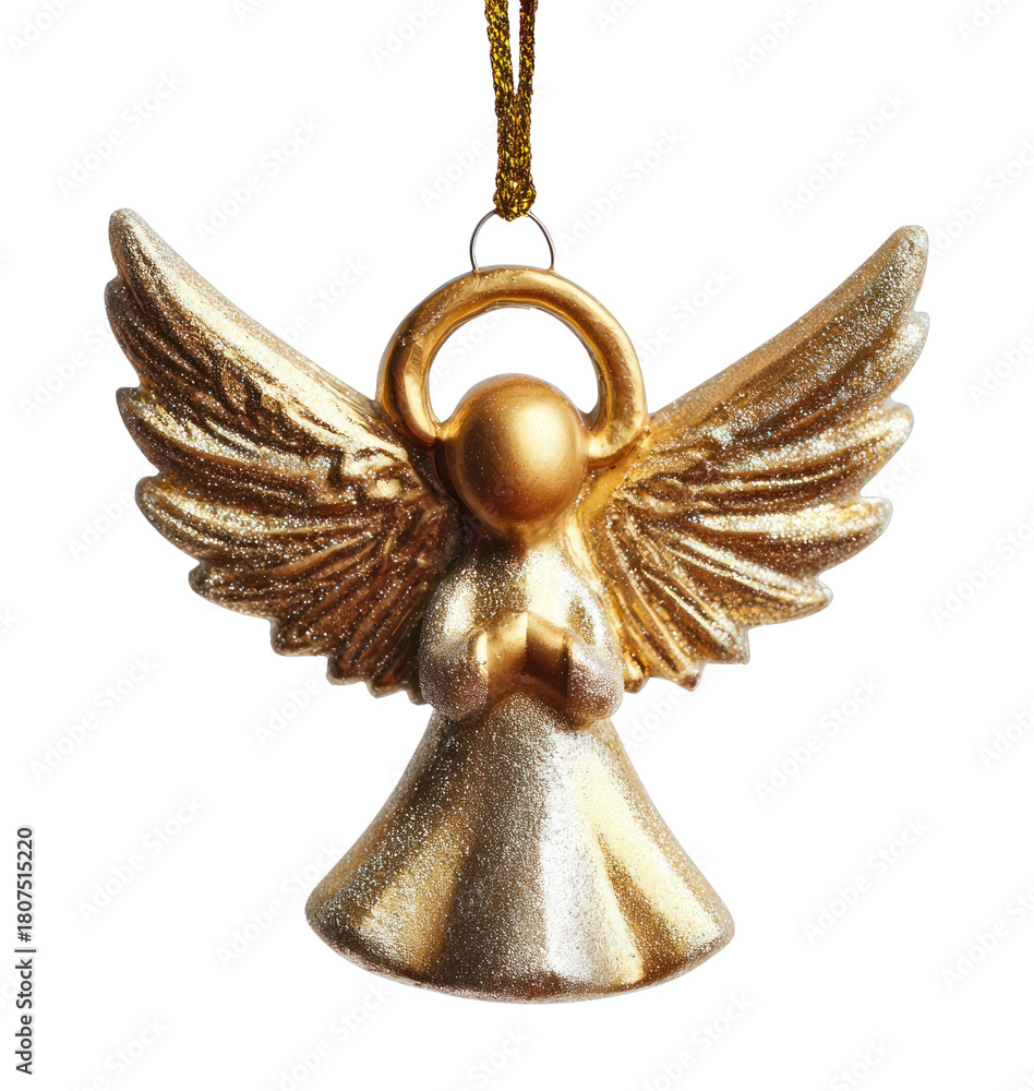 Obraz premium PNG Golden angel ornament with wings.