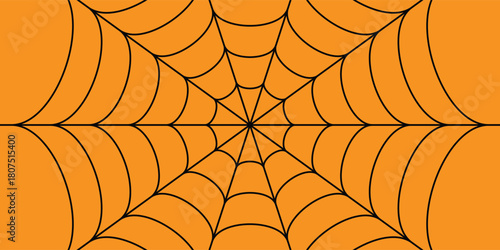 Black spider web on a orange background. orange spider web background. Spider web Vector.