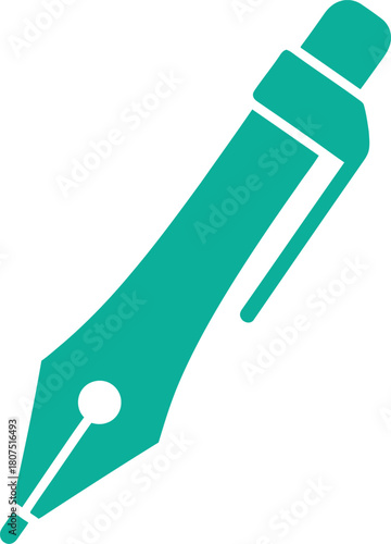 Classic green fountain pen nib detailed close up capturing the elegance of writing and calligraphy artistry isolated on white background