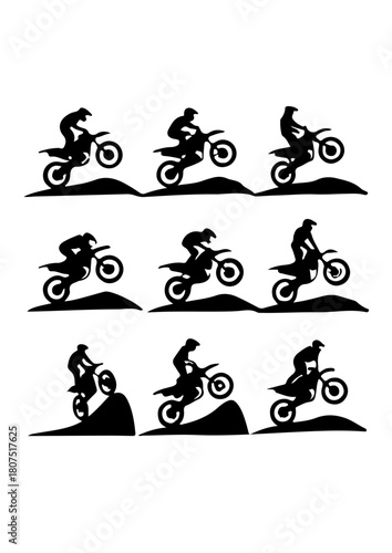 Motocross Riders Silhouette Set