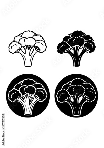 Broccoli or Cauliflower Icon Set
