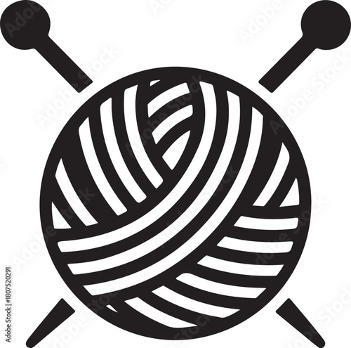 Handmade textile craft emblem with wool and needles