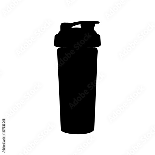 Black silhouette of a protein shaker bottle for fitness Vector, illustration