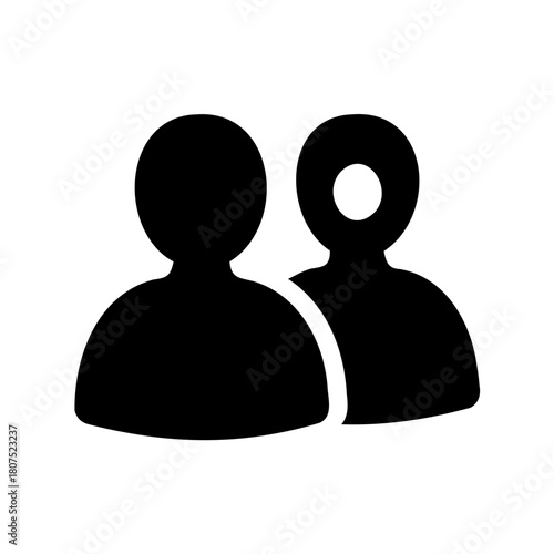 Two stylized black user icons representing people or group. Vector, illustration