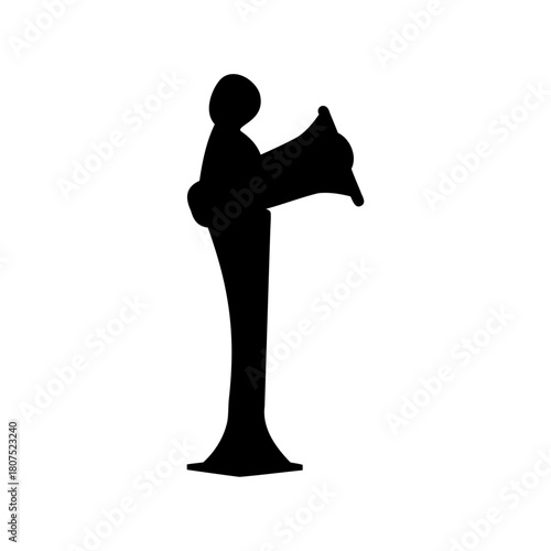 Black silhouette of person holding a megaphone, isolated. Vector, illustration