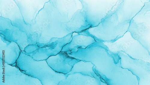 Light Blue Abstract Alcohol Ink Painting with Dark Veins Texture