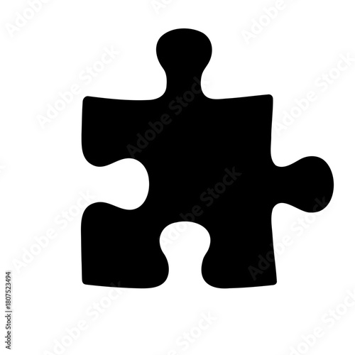Single black puzzle piece for connection solution concept Vector, illustration