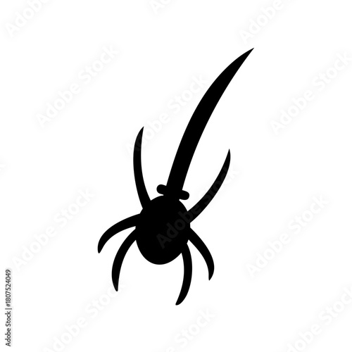 Stylized abstract spider icon with a sharp blade weapon Vector, illustration