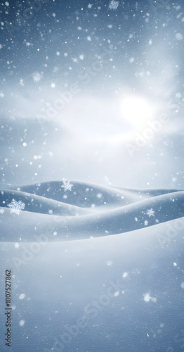 Wallpaper Mural Serene winter landscape with snowy hills and falling snowflakes Torontodigital.ca