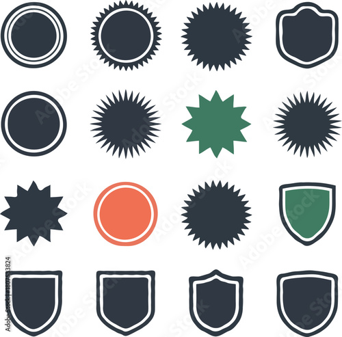 Collection of diverse decorative seals badges and shields