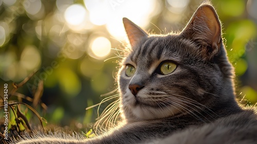 Cat resting in sunlight high resolution picture
