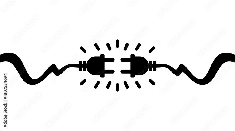 Obraz premium Electrical power plug connection icon illustration, symbolizing energy, solution, partnership, problem-solving, or a successful link