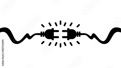Electrical power plug connection icon illustration, symbolizing energy, solution, partnership, problem-solving, or a successful link