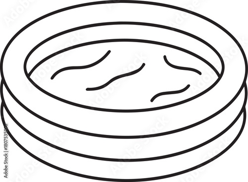 Inflatable Pool: A simple illustration of a round, inflatable pool, perfect for a refreshing dip on a hot summer's day.