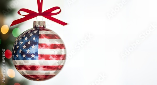 Celebrate the holidays with a patriotic American flag Christmas tree ornament