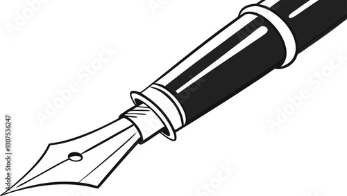Close-up of a fountain pen nib detailed vector illustration for writing and calligraphy isolated on white background