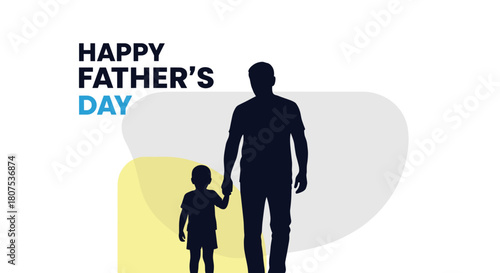 Father and child walking together in silhouette on Father’s Day  