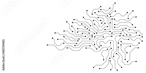 Circuit board digital abstract background. Motherboard technology texture design. AI semiconductor and computer processor on tech bg. Vector illustration