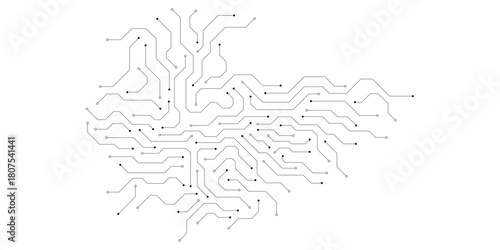 Circuit board digital abstract background. Motherboard technology texture design. AI semiconductor and computer processor on tech bg. Vector illustration