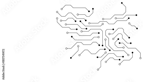 Technology digital circuit board background. Technology black circuit diagram.High-tech connection system on a white background.