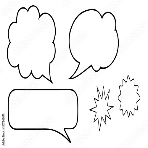 Hand-Drawn Comic Speech Bubbles – Doodle Chat Balloon Vector Set – Doodle Comic Chat Balloons – Hand-Sketched Speech and Thought Bubble Vector Pack – set of comic speech bubbles – Talk bubble 