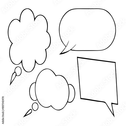 Hand-Drawn Comic Speech Bubbles – Doodle Chat Balloon Vector Set – Doodle Comic Chat Balloons – Hand-Sketched Speech and Thought Bubble Vector Pack – set of comic speech bubbles – Talk bubble 