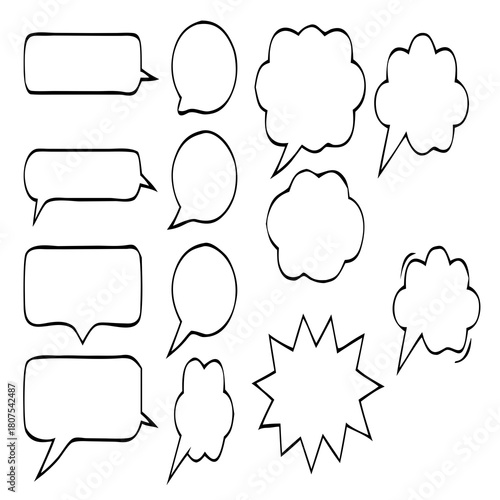 Hand-Drawn Comic Speech Bubbles – Doodle Chat Balloon Vector Set – Doodle Comic Chat Balloons – Hand-Sketched Speech and Thought Bubble Vector Pack – set of comic speech bubbles – Talk bubble 
